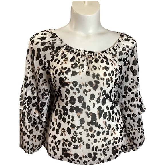 Cato Black and White Animal Print Blouse, Plus Size 2X (18/20) - Picture 1 of 10